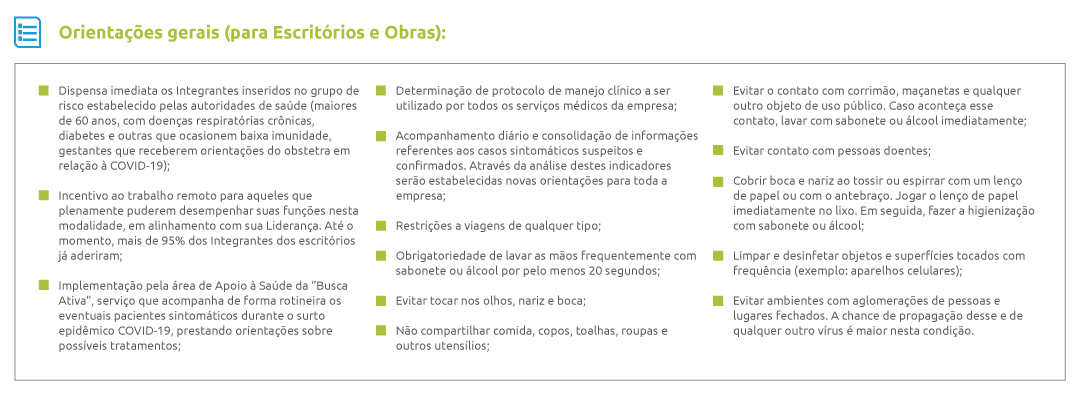 Medidas OEC para escritórios e obras